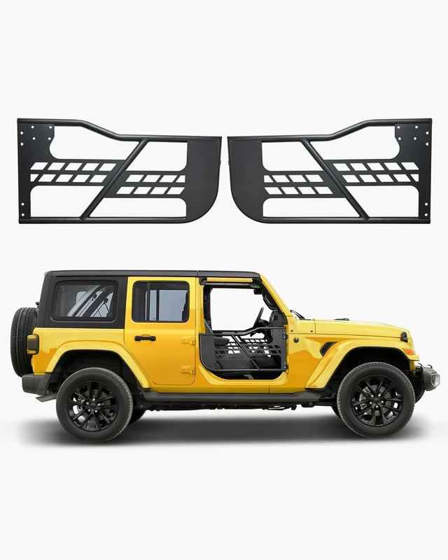 VEVOR Jeep Tube Doors, 2-Door, Hunting Style Jeep Tubular Door with Heavy-Duty Hinges & OE Latch, Jeep Doors with Rubber Pads & Toughened Steel Tube, Fit for 2007-2018 Jeep Wrangler JK