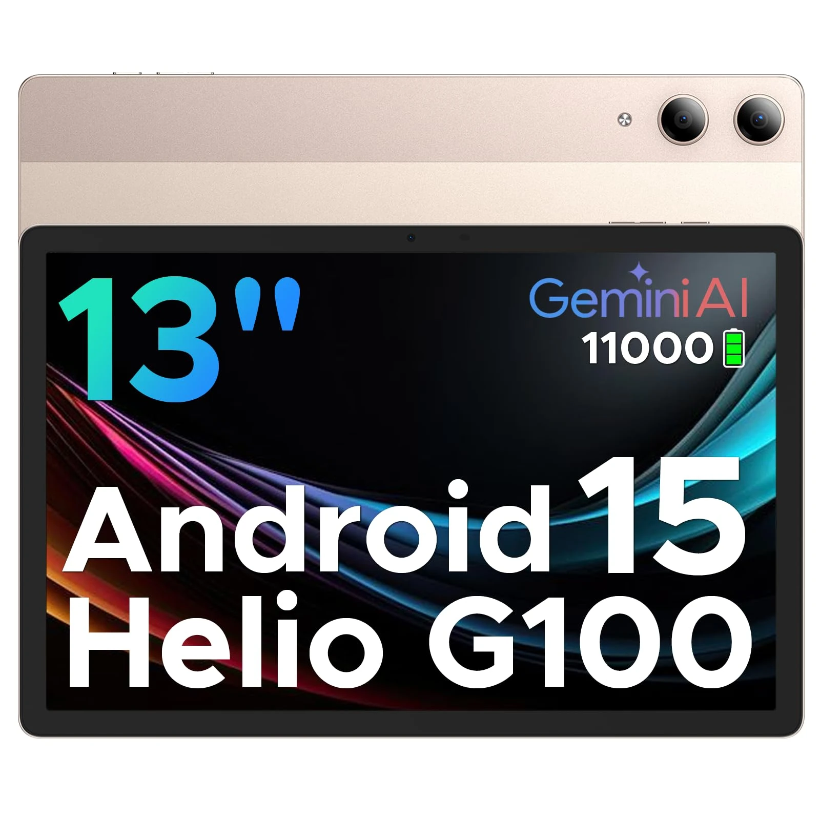 DOOGEE 2025 Newest Android 15 Tablet, Tab E3 Pro 13 Inch Tablet, 32GB+256GB/2TB, Helio G100 Octa-Core Android Tablets, 11000mAh/18W, Large Tablets with SIM Card Slot, 3.5mm Jack/5G WiFi/8+13MP, Golden