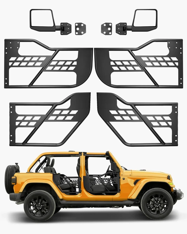 VEVOR Jeep Tube Doors, 4-Door, Hunting Style Jeep Tubular Door with DOT Certified Rear View Mirrors, Jeep Doors with Rear Mirrors for 2018-2024 Jeep Wrangler JL & 2020-2024 Jeep Gladiator JT