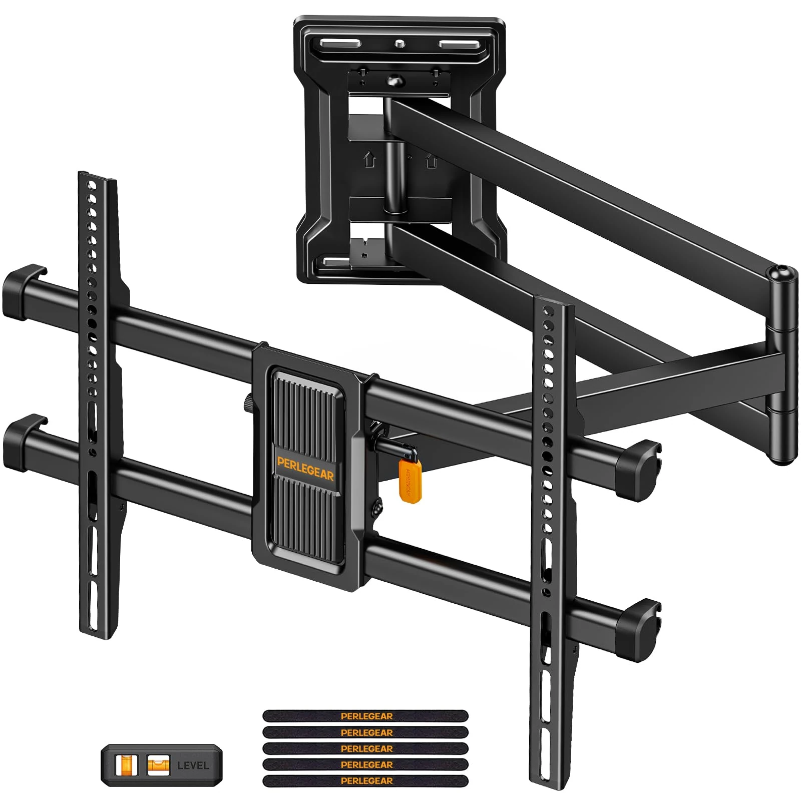 Perlegear Long Reach 700 mm TV Wall Bracket with ±90° Swivel, Corner TV Bracket for 32-65″ TVs up to 60 KG, Dual Tilt Adjustment, Max VESA 400x400mm, Cable Management PGMF24B