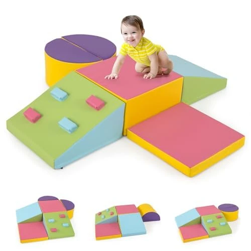 FANTASK Children's Soft Building Blocks with Climbing Rocks for Climbing and Crawling 6 Pieces - Image 1