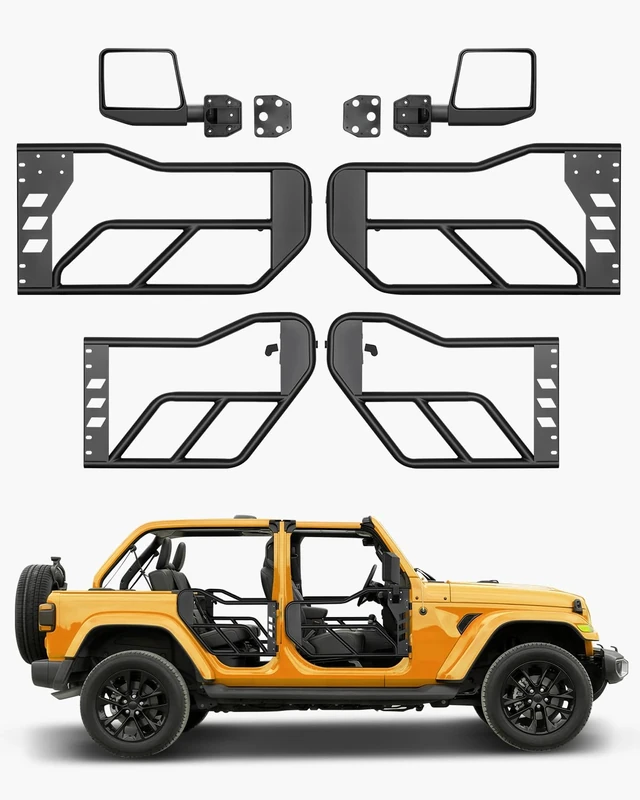 VEVOR Jeep Tube Doors, 4-Door, Adventure Style Jeep Tubular Door with DOT Certified Rear View Mirrors, Jeep Doors with Rear Mirrors for 2018-2024 Jeep Wrangler JL & 2020-2024 Jeep Gladiator JT