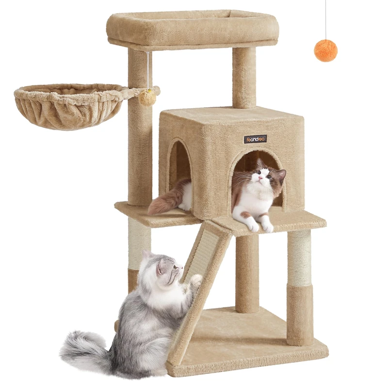 Feandrea Cat Tree Tower, Widened Perch for Large Cats, Camel Brown PCT051K03V1