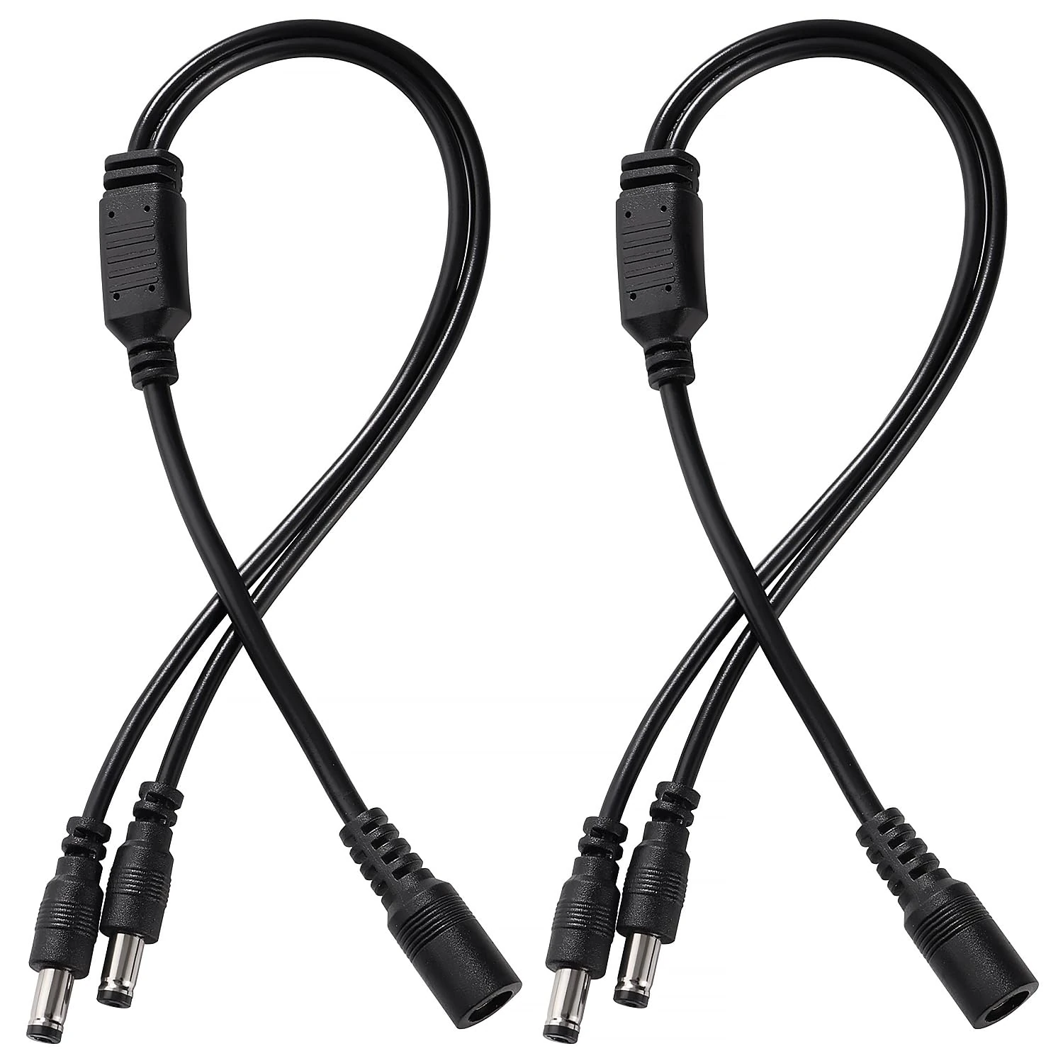 KUOQIY 2 PCS 5.5x2.1 mm 5-24 V 1 Female to 2 Male DC Power Splitter Cable, 2 Way DC Power Cable, Camera Splitter Cables, for CCTV Cameras, LED Light Strip, Router and More
