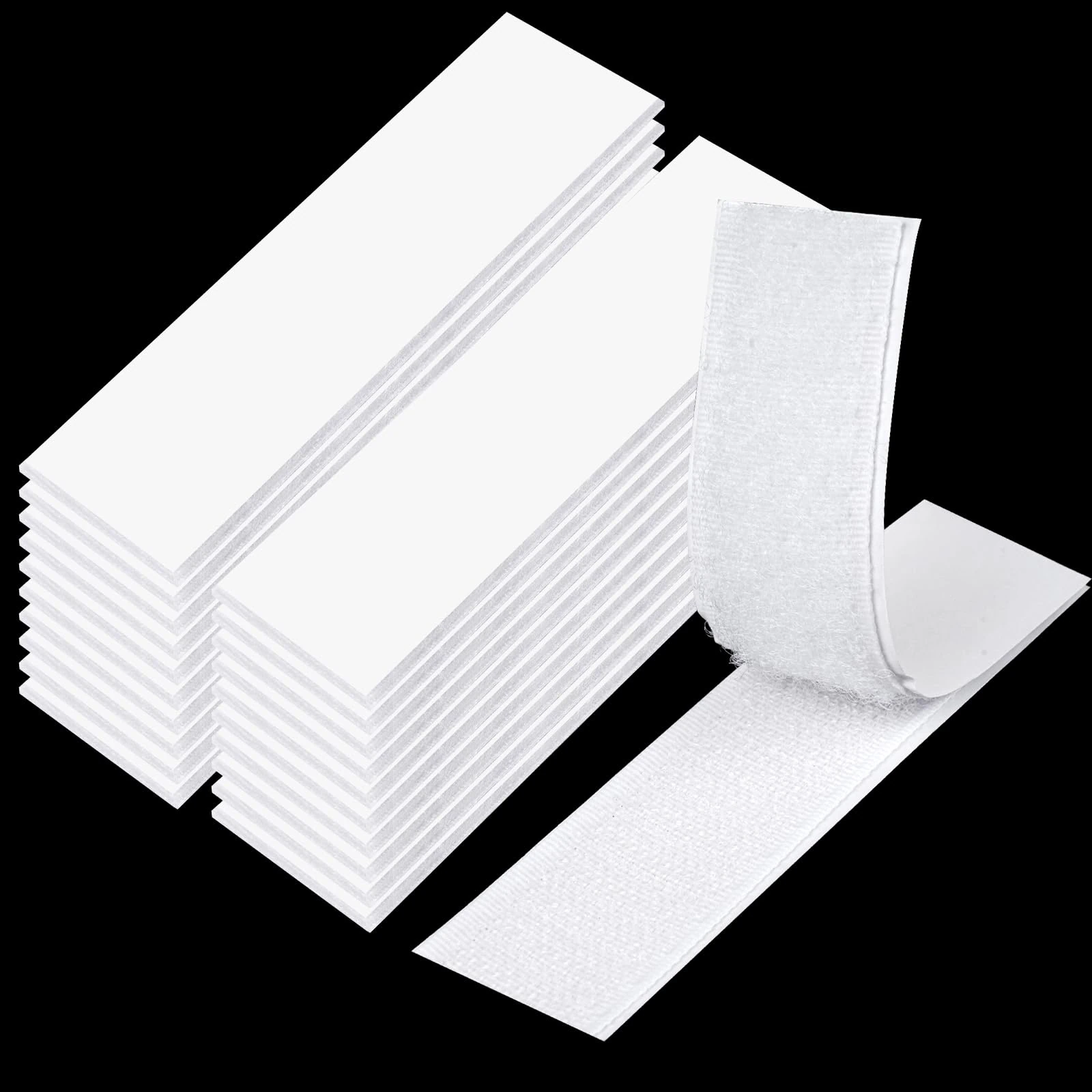 WINKIO 20 Pack White Double Sided Sticky Pads, 20mm×100mm Hook and Loop Tape, Sticky Pads Heavy Duty, Self Adhesive Strips, Sticky Pads for Hanging Pictures, for Walls Plastics Metals Glasses