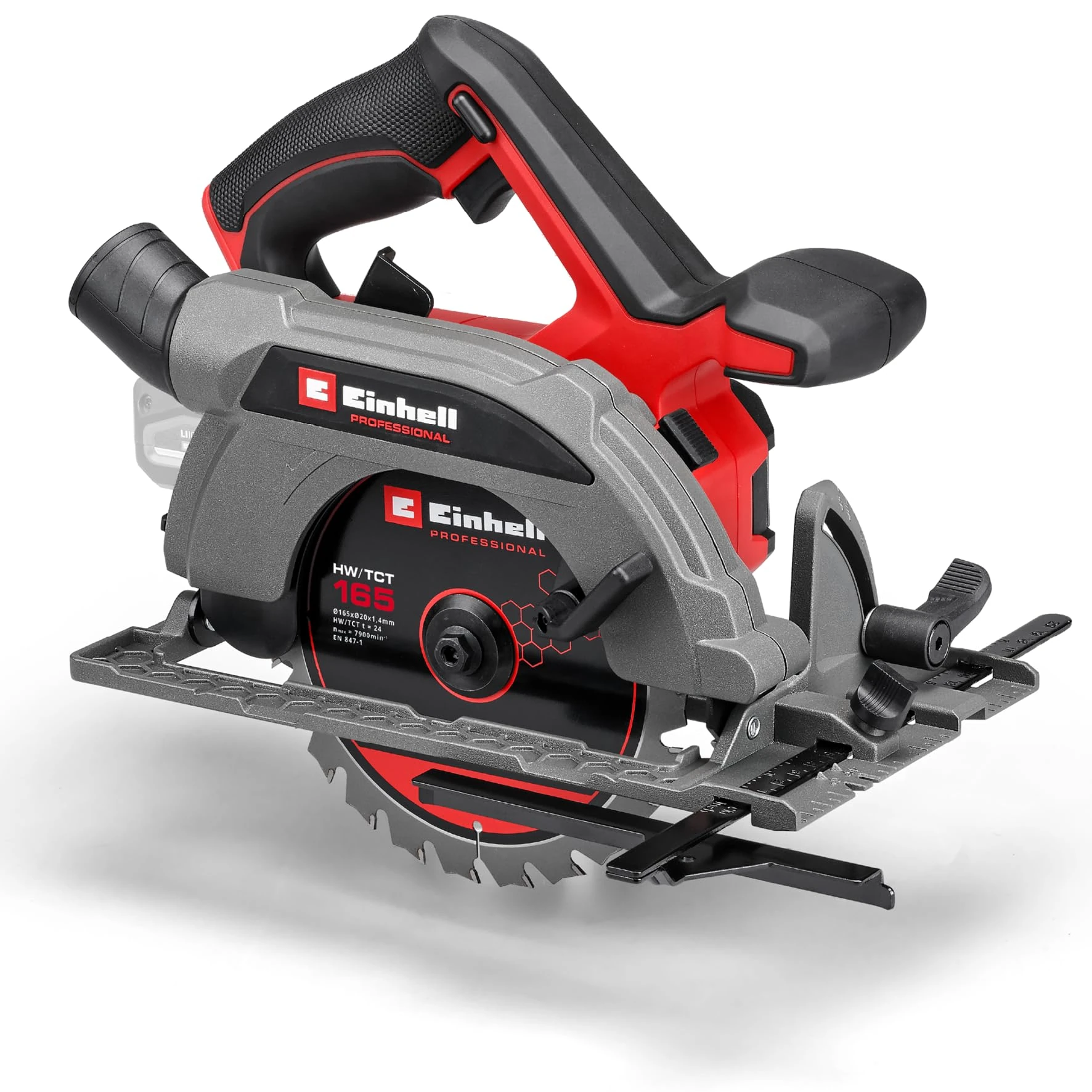 Einhell Professional cordless circular saw TP-CS 18/165 Li BL - Solo Power X-Change (18 V, brushless, Ø 165 mm saw blade, tool-free cutting angle adjustment, without battery)