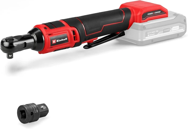 Einhell Cordless Ratchet Wrench TE-RW 18/60 Li-Solo Power X-Change (18V, 60 Nm, 3/8" Tool Chuck, clockwise/Anti-clockwise Turn, LED Light, incl. 1/2" Adapter, Without Battery)