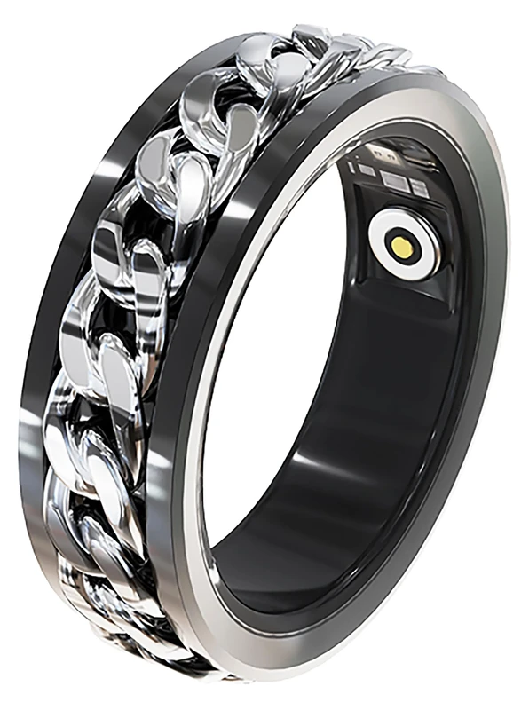 Yeforu Smart Ring Health Rings Cuban Link Rings Heart Rate Monitor Sleep Ring for Men Punk Style Smart Rings Step Counter Calorie Counter Fashion Sport Fitness Tracker