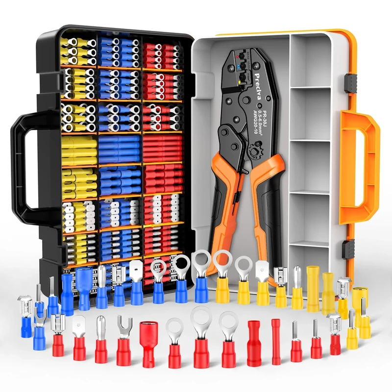 Preciva Insulated Crimp Tool Kit - 0.5-6mm2 Plier with 425 Connectors