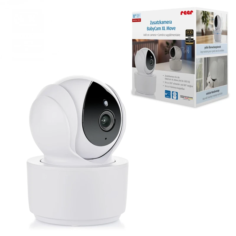 Reer Additional Camera for 80510 BabyCam XL Move | Expansion Camera | Wide Angle, Pan and Tilt | Night Vision | 2x Zoom