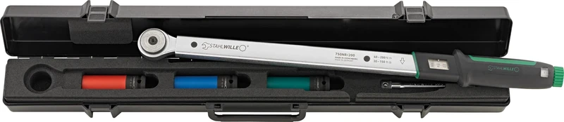 STAHLWILLE 750NR/200/3/1 | Car Tyre Change Set 5 Pieces with 1/2 Inch Torque Wrench 40-200 N·m | Socket Spanner 17; 19; 21 mm + Extension | Made in Germany