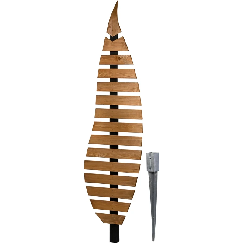 dobar® Green Label Abstractus Trellis in Leaf Shape Two-Tone Wooden - Standing Trellis with Stake for Garden - Plant Support for Climbing Plants