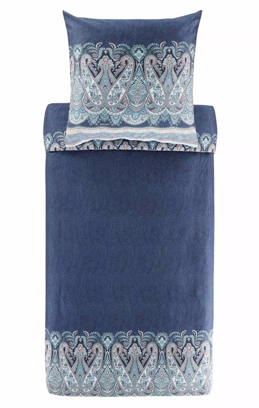 Bassetti Sabbioneta Satin Bed Linen Set Blue B3 Size 155 x 220 + 80 x 80 cm