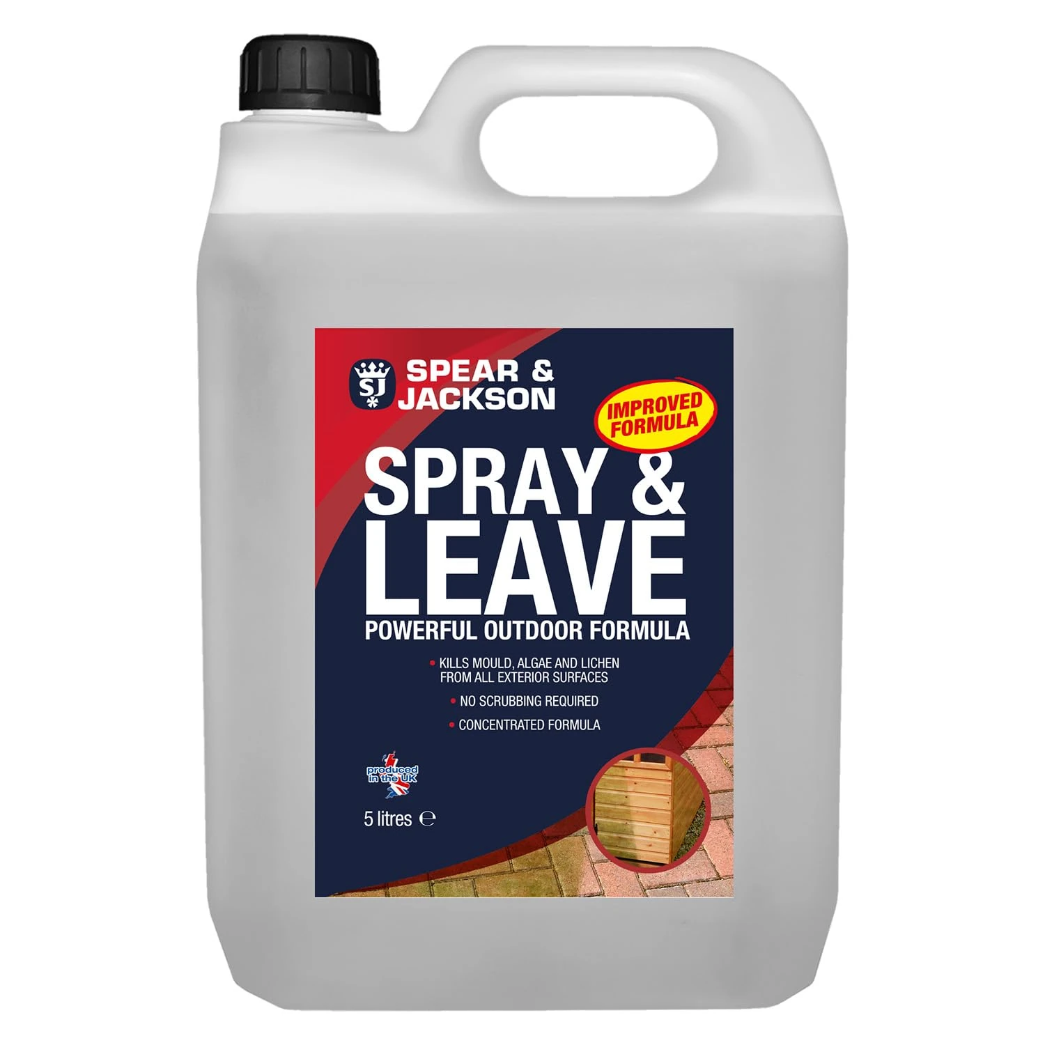 Spear & Jackson Spray and Leave Concentrate, Mould, Green Algae and Lichen Remover, 5 Litres