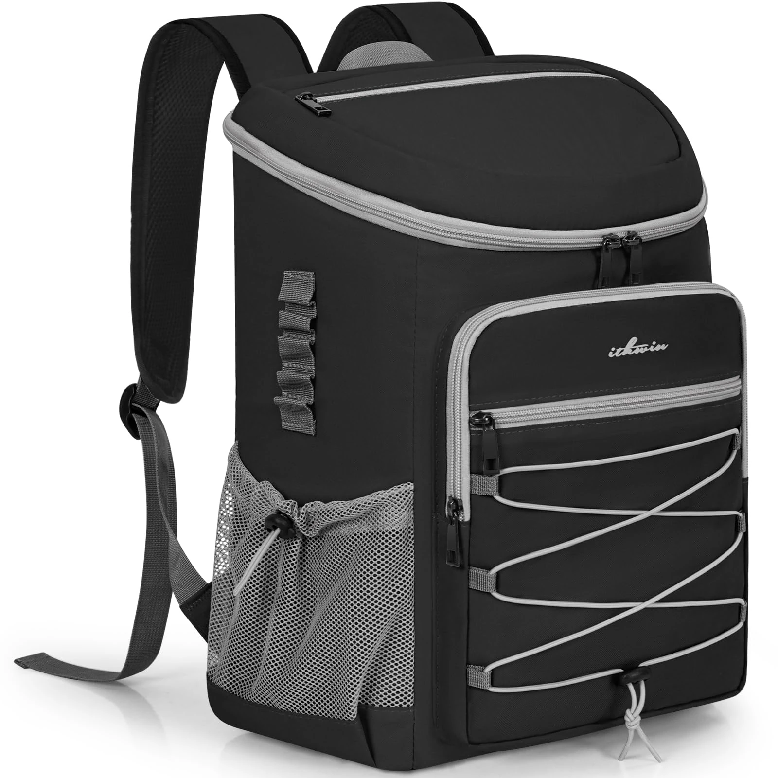 OUUTMEE 28L Cooler Bag Picnic Backpack, Leakproof Cooler backpack for 30 Can Drinks (330ml), Insulated Soft Picnic Lunch Bag Cool Rucksack for Camping Picnic Hiking BBQ Beach, Black