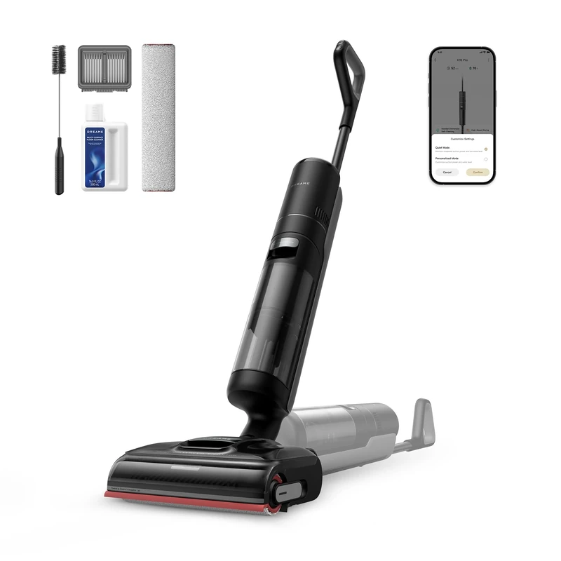 dreame H15 Pro Wet and Dry Vacuum, GapFree AI DescendReach Robotic Arm, Triple Edge Coverage, 21,000Pa Suction, 0 Tangle, Immersive 100°C Brush Wash, 5 min 90°C Drying, 180° Lie-Flat, App Control