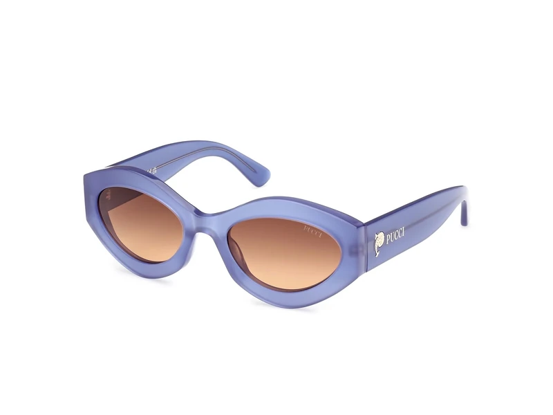 PUCCI Unisex EP0227 Sunglasses, Shiny Blue, 54/21/140