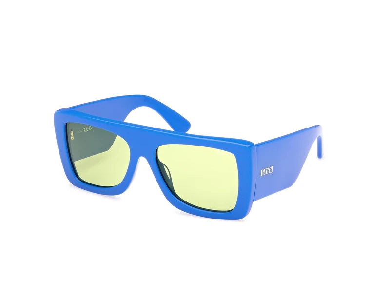 PUCCI Unisex EP0230 Sunglasses, Shiny Blue, 56/17/140