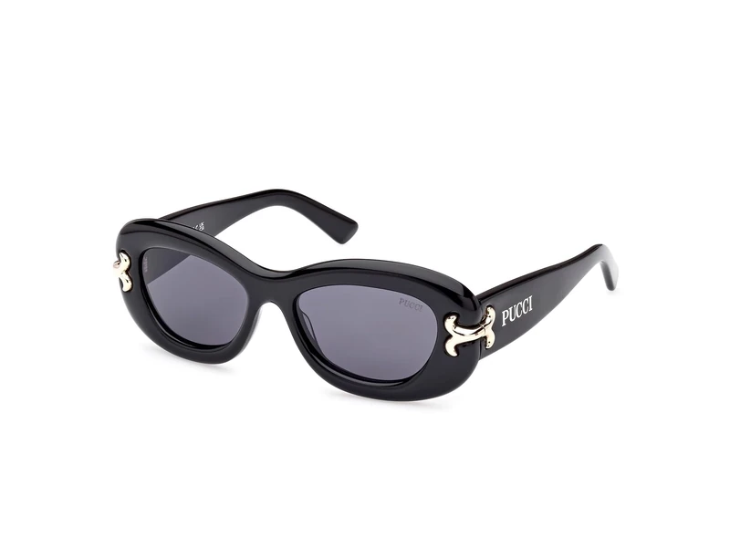 Emilio Pucci Ep0210 Sunglasses, Shiny Black, 52/16/140