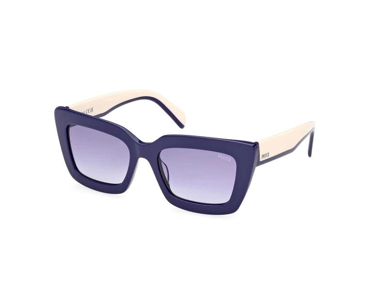 PUCCI Unisex EP0202 Sunglasses, Shiny Blue, 54/19/140