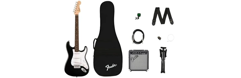 Fender Squier Debut Series Stratocaster Electric Guitar Kit - Accessories Included: - Stand - Frontman Ampli 10G - Padded Gig Bag - Shoulder Strap - Electric Guitar - 3m Cable - FT-1 Tuner