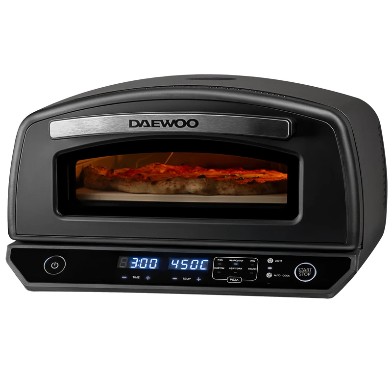 Daewoo 12 Inch Electric Pizza Oven For Indoor Use, With A Viewing Window And Internal Light, Easy Controls And Pre-Sets, Complete Pizza Making Set Included