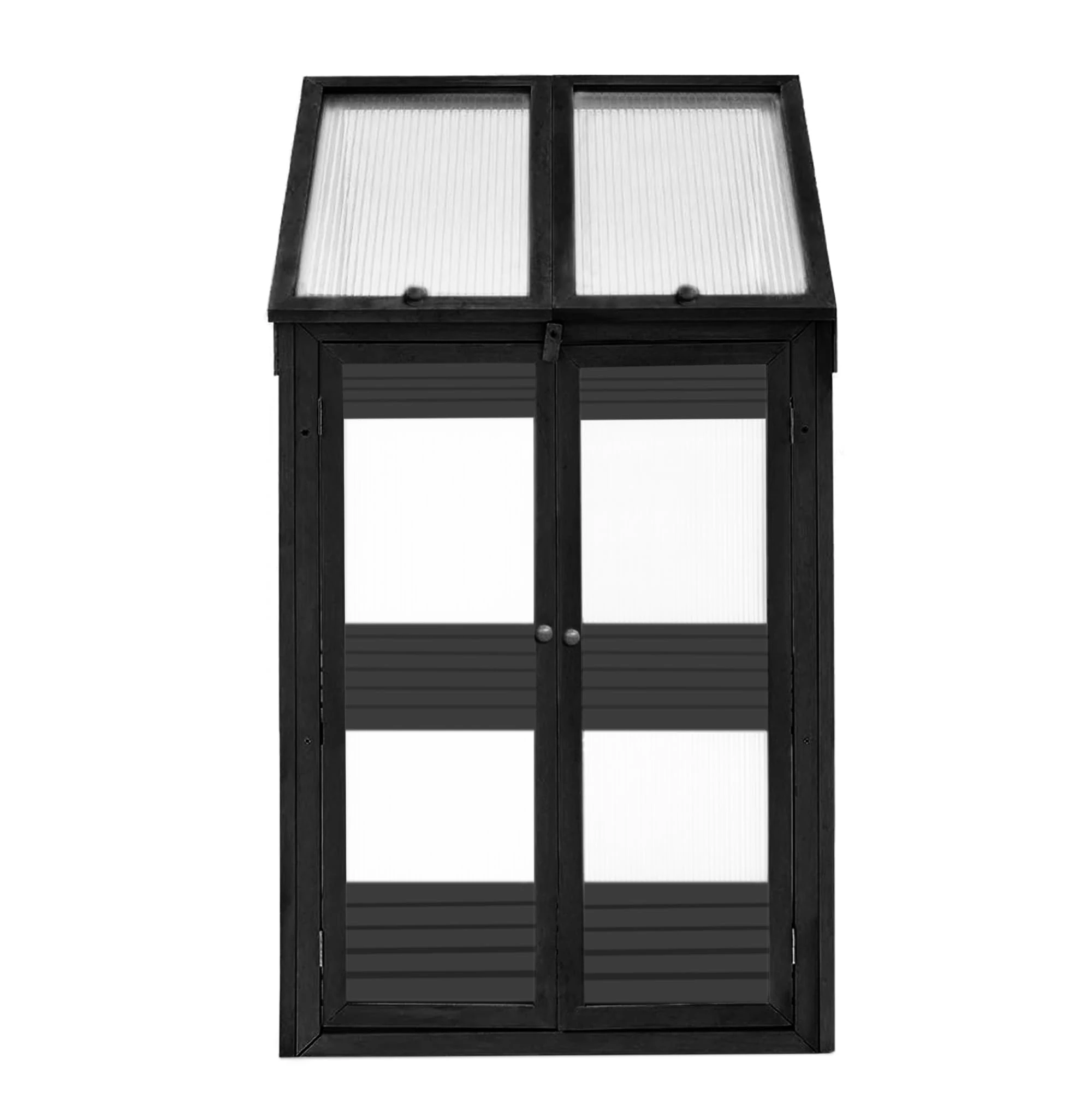 SG Traders Wooden Greenhouse for Garden with Transparent Polycarbonate Panels Outdoor Green House - Wooden Cold Frame with Removeable Shelves Grow House for Plants and Herbs H120 x W69 x D49 cm