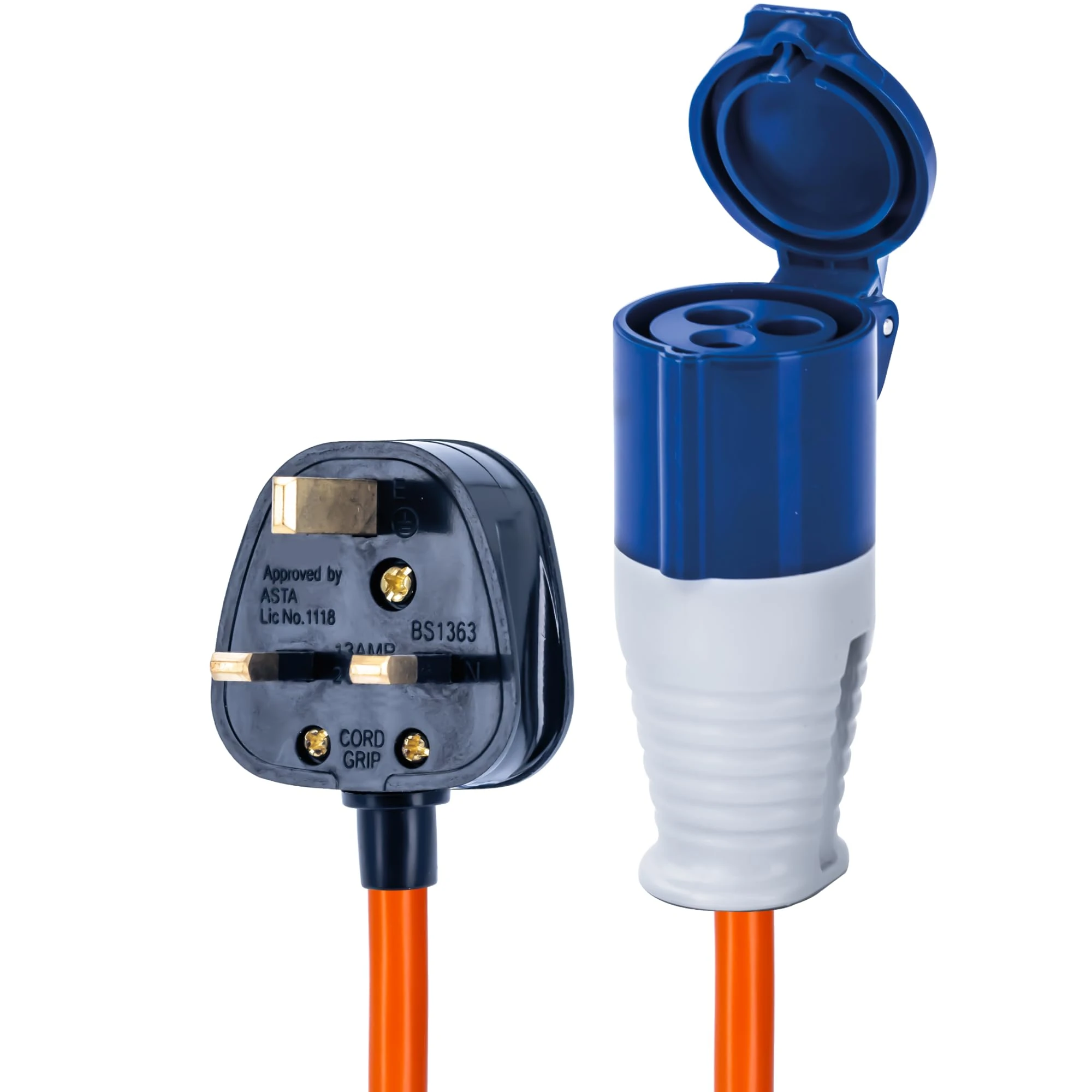 Status UK Plug to 16A Site Socket, 20cm, Adaptor Cable Perfect for Camping Caravan, Motorhome, Campervan, IP44, Weatherproof, 16ASTUKPLUG1PK10