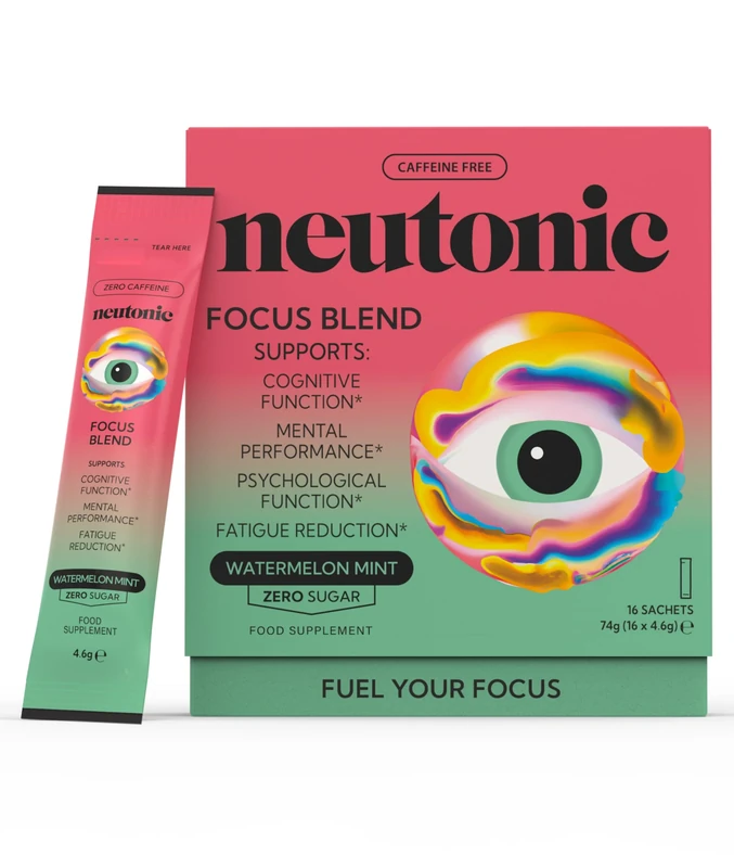 Neutonic Nootropic Focus Blend Powder | Watermelon Mint 16 Sticks | Caffeine Free, Zero Sugar | Support Energy, Mental Performance, Cognitive Function | Support Focus, Fatigue Reduction, Brain Health