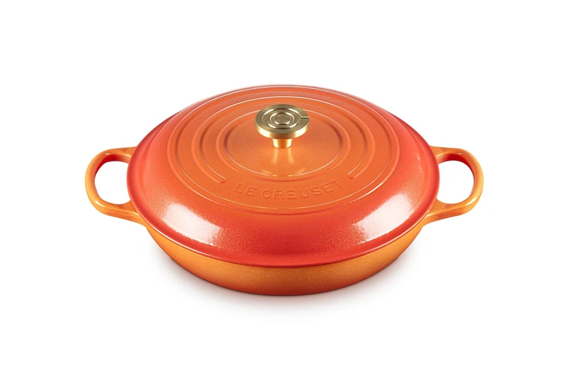 Le Creuset Enameled Cast Iron Signature Braiser 3.5 qt., Flamme Doree with Crucible Knob
