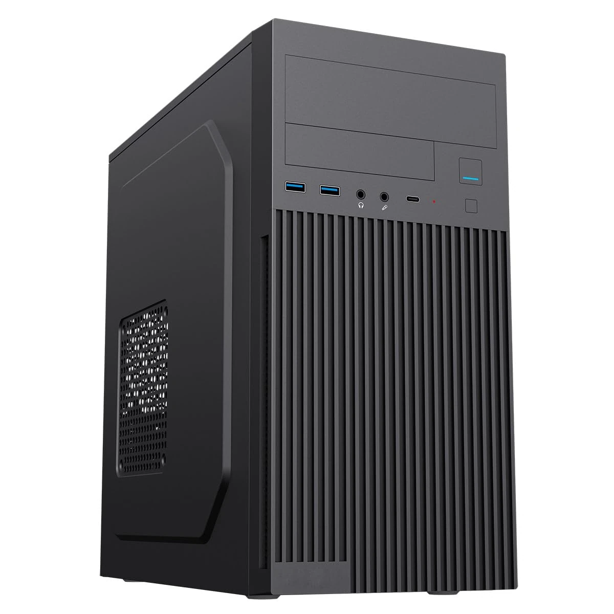 CiT Mentor Micro-ATX Office Business PC Case With USB Type C & 80mm Black Rear Fan Included