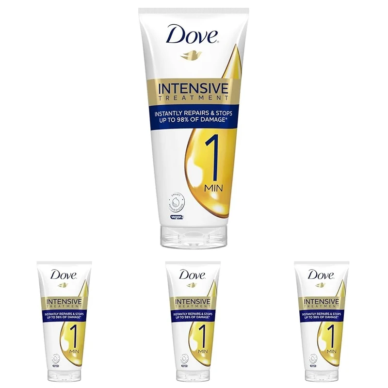 Dove 1 Minute Intensive Treatment Conditioner instantly repairs and stops up to 98% of damage* for damaged hair 170 ml (Pack of 4)