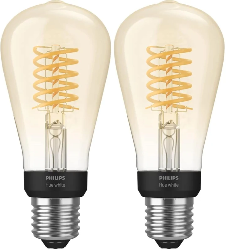 Philips Hue White Filament ST64 Smart Light Bulb [E27 Edison Scew] with Bluetooth, for Indoor Decorative Home Lighting, Vintage. (Pack of 2)