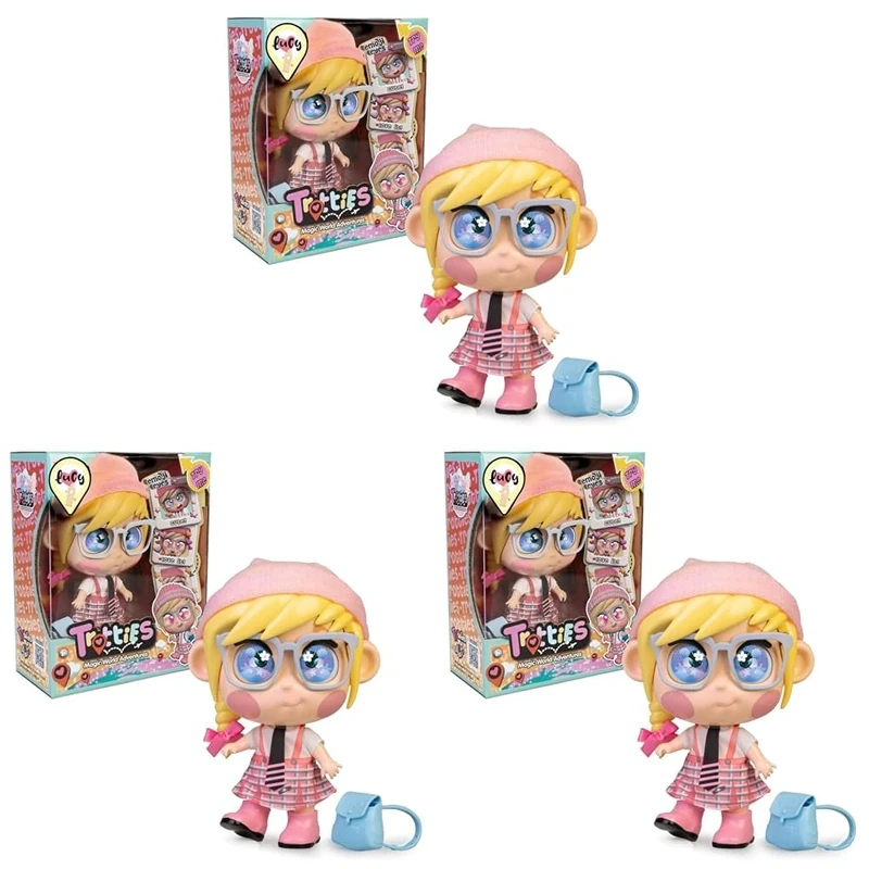 Trotties Emoti Eyes Lucy, Multicoloured, Travel Dolls from the Animated Cartoon Series, with Accessories, Gift for Girls and Boys Age 3 and Above (Pack of 3)