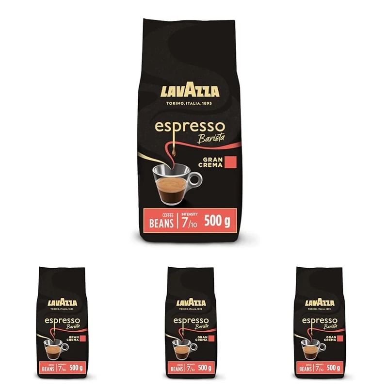 Lavazza, Espresso Barista Gran Crema, Drum Roasted Coffee Beans, Ideal for Espresso Coffee Machines, Aromatic Notes of Dried Fruit and Flowers, Arabica and Robusta, Intensity 7/10, Light Roast, 500 g