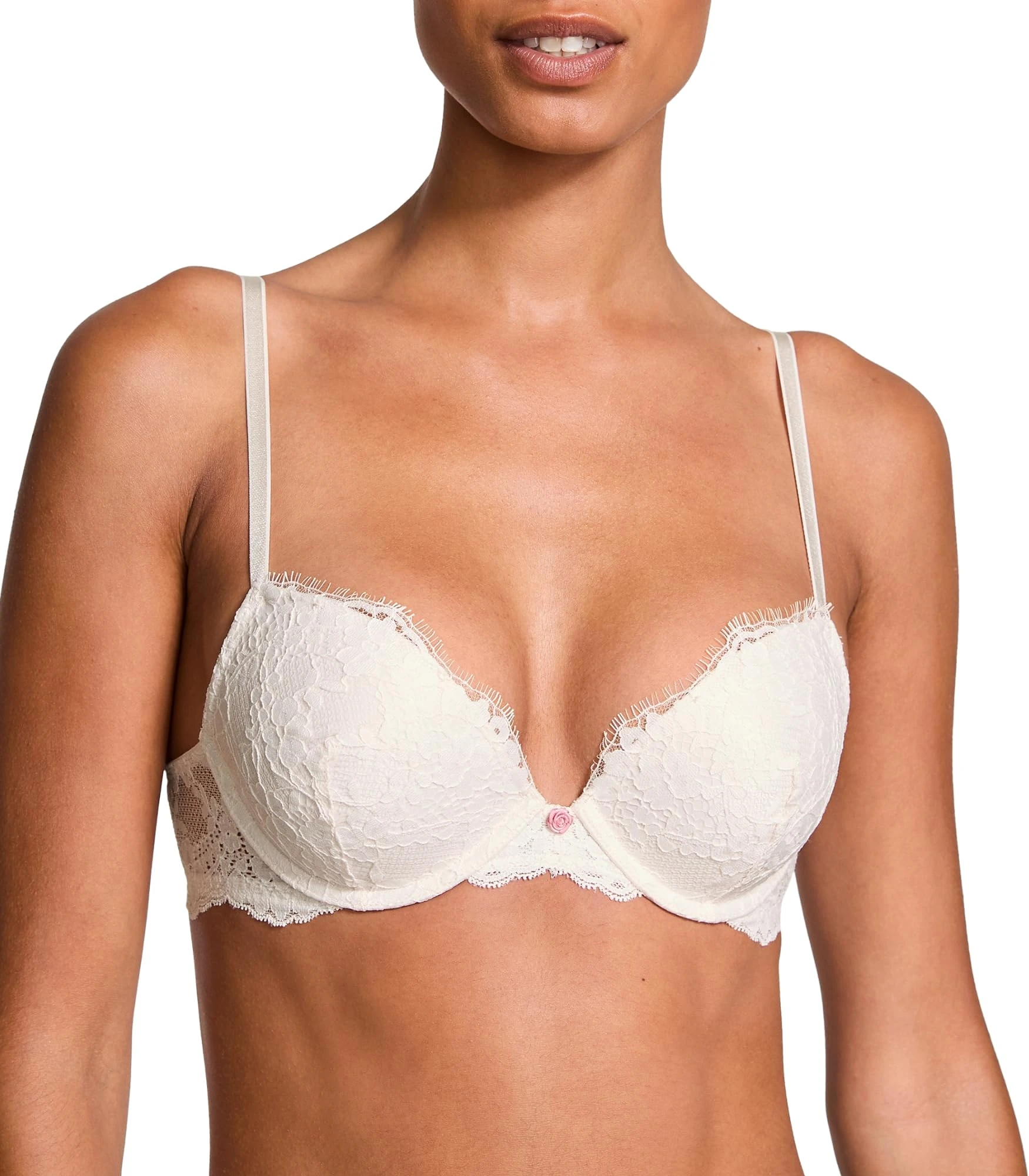 Victoria's Secret Women's Dream Angels Push Up Bra, Bras for Women (32A-38DDD), Coconut White Lace (New Look), 34DD