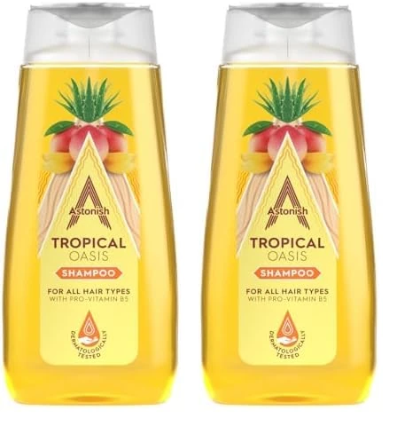 Astonish Tropical Shampoo with Pro-Vitamin B5, 400ml (Pack of 2)
