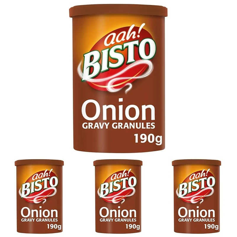 Bisto Flavoursome & Delicious Onion Gravy Granules, 190 g Drum (Pack of 4)