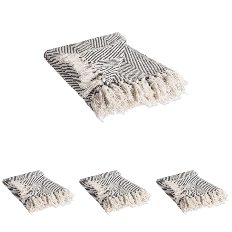 DII Urban Chevron Woven Throw, Cotton, Mineral, 50x60 (Pack of 4)