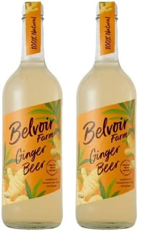 Belvoir Farm Ginger Beer-Fresh Root Ginger & Juice | Fiery Ginger Kick | Traditional Family Recipe | 100% Natural Ingredients | Suitable for Vegetarians & 6 x 750ml Bottles,Packaging May Vary