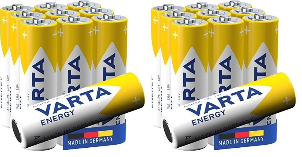 Varta Energy AA Battery (Pack of 20) Alkaline Battery - “Made in Germany” - Suitable for Radios and Wall Clocks