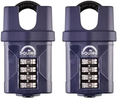 Squire Heavy Duty Padlock (CP50CS) - Toughest Closed Shackle - 4 Wheel Combination Padlock - Alloy Steel for Corrosion Resistance - Weatherproof Lock for Home, School & Garage (Blue, 50 mm)