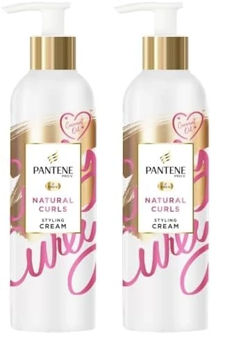Pantene Curl Cream, Leave In Conditioner with Coconut Oil, 235ml, Heat Protection Spray for Styling (Pack of 2)