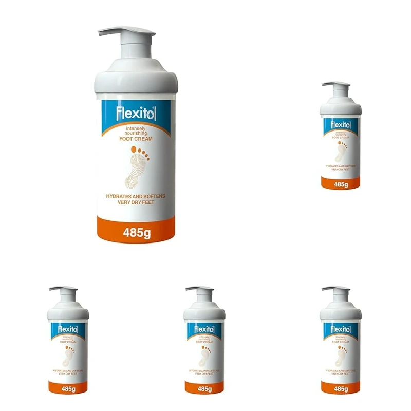 Flexitol Intensely Nourishing Foot Cream, Quick Absorbing, Vitamin E-Enriched Formula to Hydrate, Soften, and Moisturise Very Dry Feet and Legs, Maintain Smooth Feet| 1 x 485g (Pack of 5)