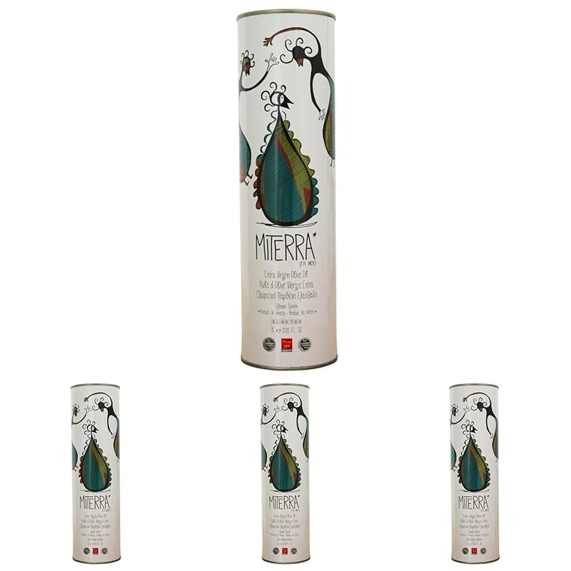 MITERRA Cretan Extra Virgin Olive Oil Tin Can, 1 Litre (Pack of 4)