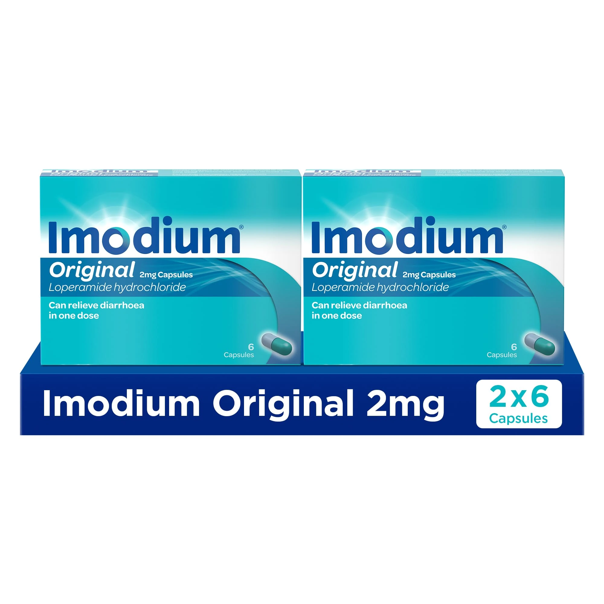 Imodium Original Capsules for Diarrhoea Relief, 6 Capsules (Pack of 2)
