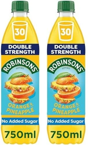 Robinsons Fruit Squash - Low Calorie - Double Strength - Orange and Pineapple 750ml (Pack of 2)