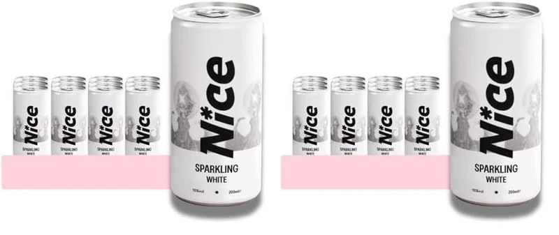 NICE Sparkling White, Wine in a Can, Dry, Crisp, Sparkling White Wine That Prefers Cans Over Flutes, 12 x 200ml Cans (Pack of 2)