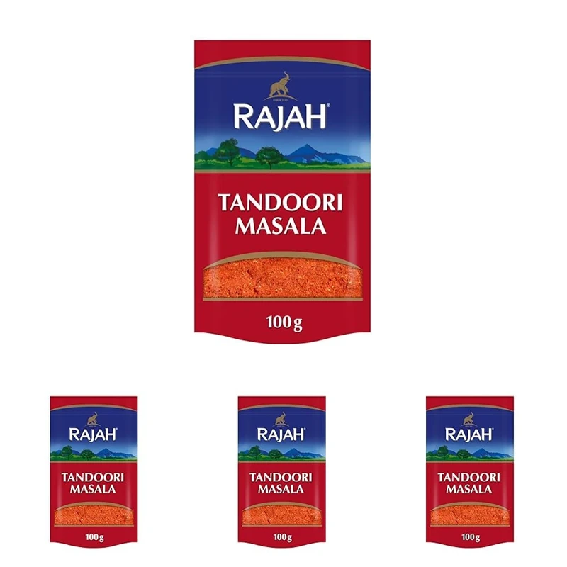 Rajah Spices Tandoori Masala Seasoning | Tandoori Seasoning Powder | Tandoori Rub | Tandoori Marinade | Tandoori Spice Mix | Tandoori Curry (100G) (Pack of 4)