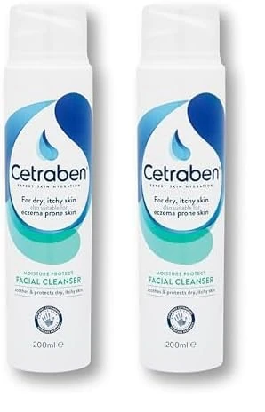 Cetraben Moisture Protect Facial Cleanser, For All Skin Types, Suitable For Daily Use, Hydrates Skin, Gentle Skin Care Facial Cleanser, 1 x 200ml (Pack of 2)